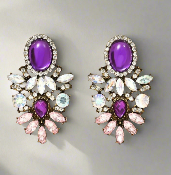 Melissa purple Rhinestone drop earrings
