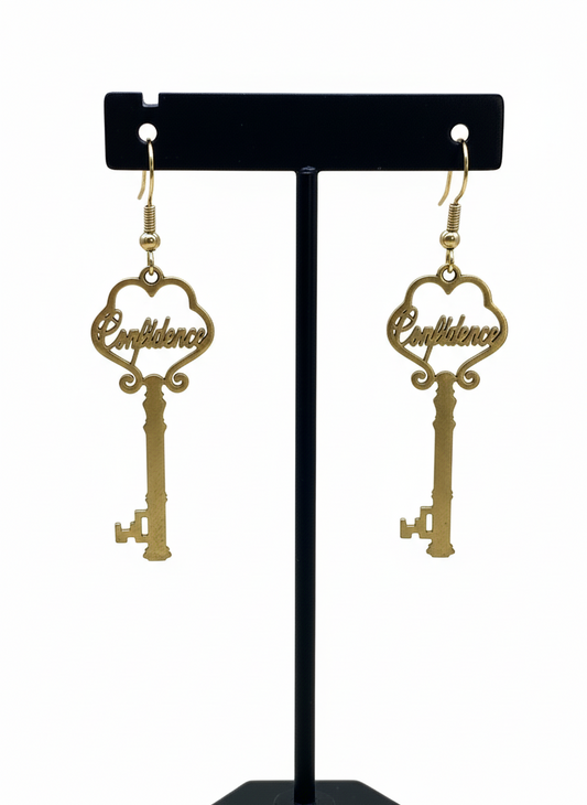 Key of Confidence Antique Gold Earrings