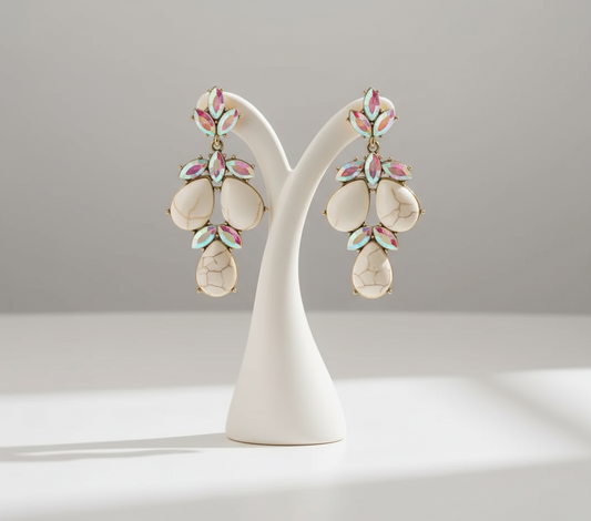 Ivory Aurora Crystals Drop Earrings - Desiree W.A.R Store