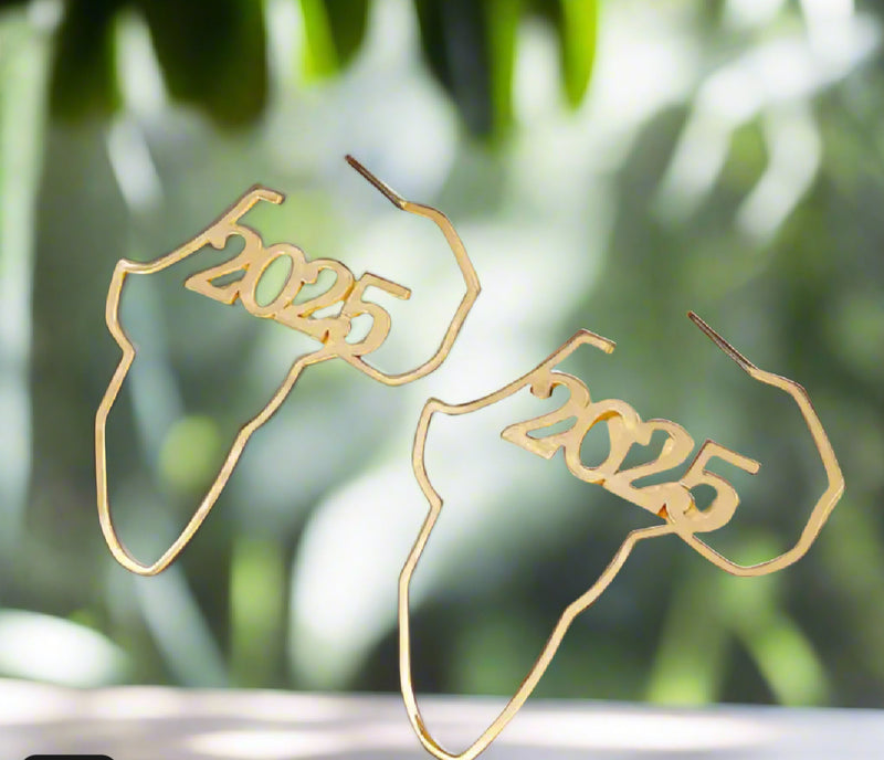 Zanzibar Africa Map Gold Earrings