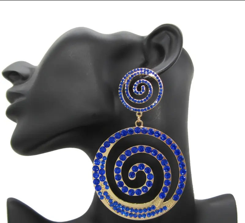Ocean  Spiral Gold Statement Earrings