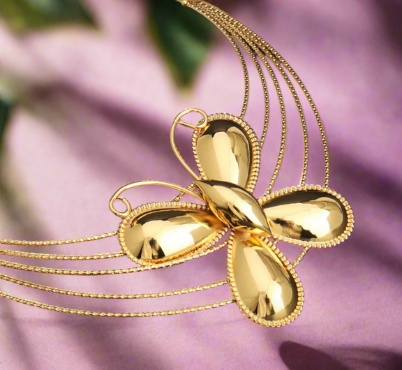 Bozama Butterfly 24K Gold plated Necklace - Desiree W.A.R Store