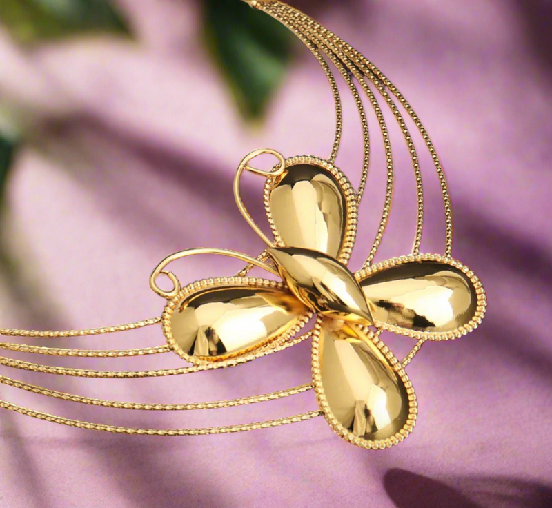 Bozama Butterfly 24K Gold plated Necklace - Desiree W.A.R Store