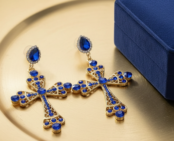 Kifahari Navy Cross Earrings - Desiree W.A.R Store