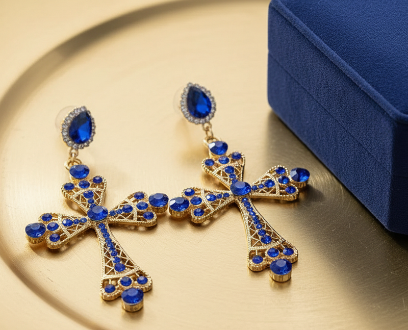 Kifahari Navy Cross Earrings - Desiree W.A.R Store