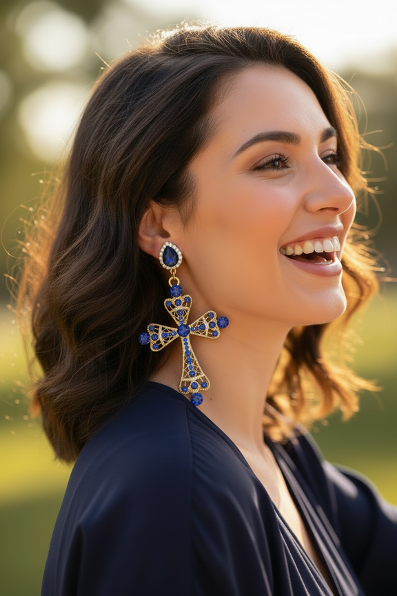Kifahari Navy Cross Earrings - Desiree W.A.R Store