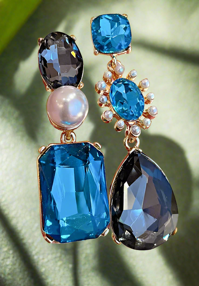 Taraji Luxe Smokey & Ocean Rhinestone Earrings - Desiree W.A.R Store