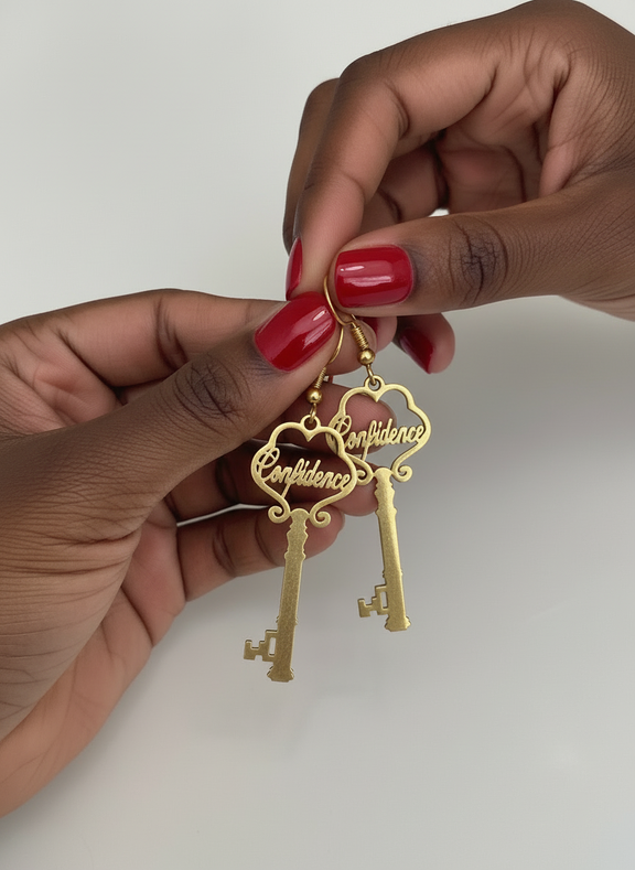 Key of Confidence Antique Gold Earrings - Desiree W.A.R Store