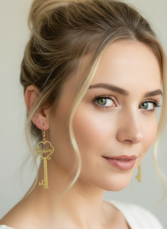 Key of Confidence Antique Gold Earrings - Desiree W.A.R Store