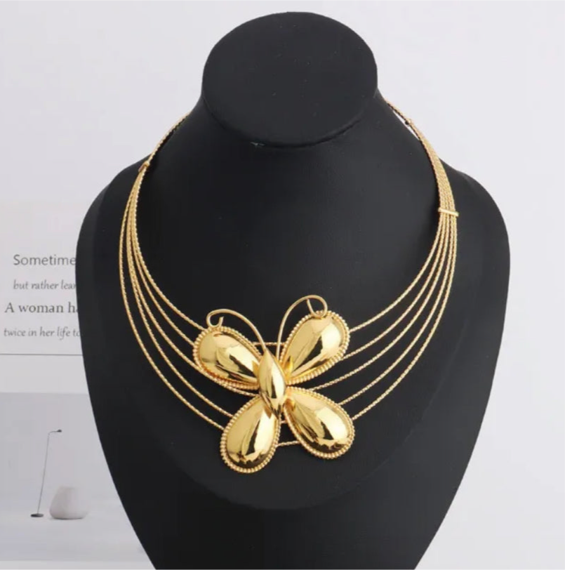 Bozama Butterfly 24K Gold plated Necklace - Desiree W.A.R Store