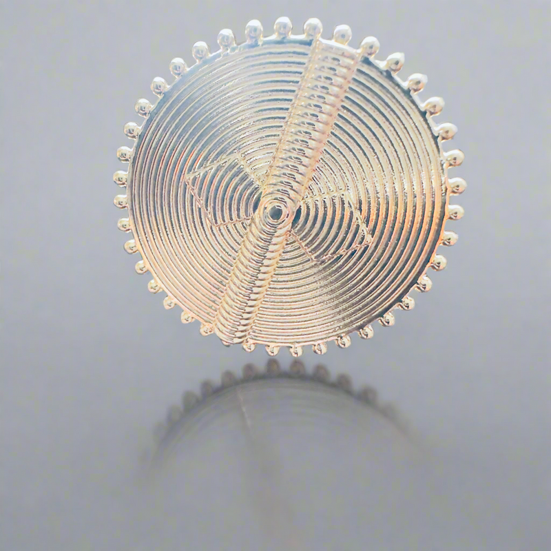 Akyene Sun Disc Ring – Akan-Inspired Adjustable Gold-Plated Statement Ring with Circular Spiral Design