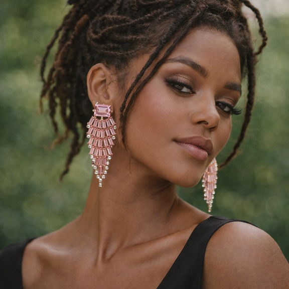 Blush Radiance Chandelier Earrings - Desiree W.A.R Store