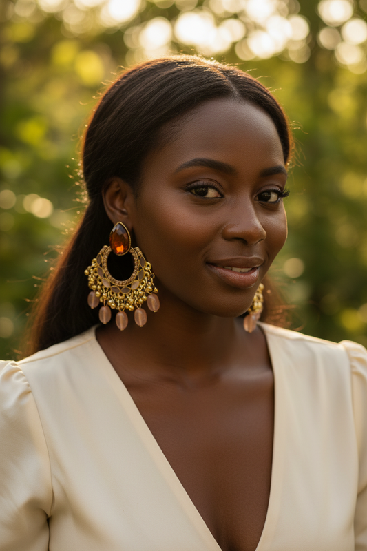 Amber Glow Chandbali Earrings - Desiree W.A.R Store