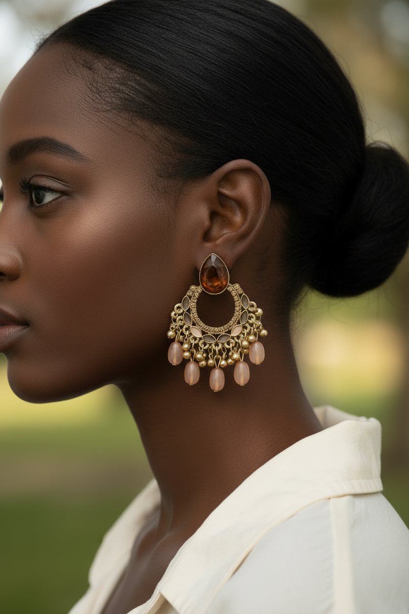 Amber Glow Chandbali Earrings - Desiree W.A.R Store