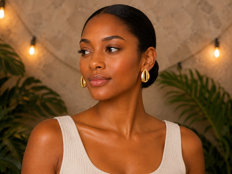 Makeda Shell Gold Earrings