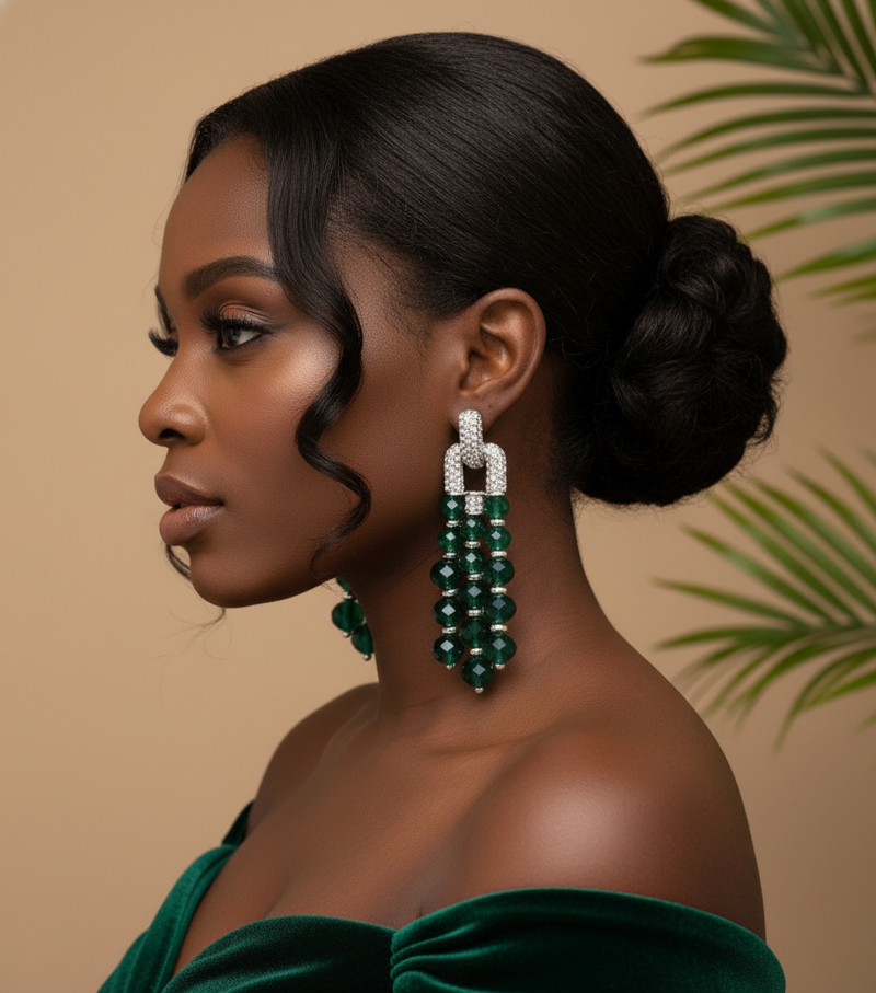 Emerald Radiance Crystal Drop Earrings