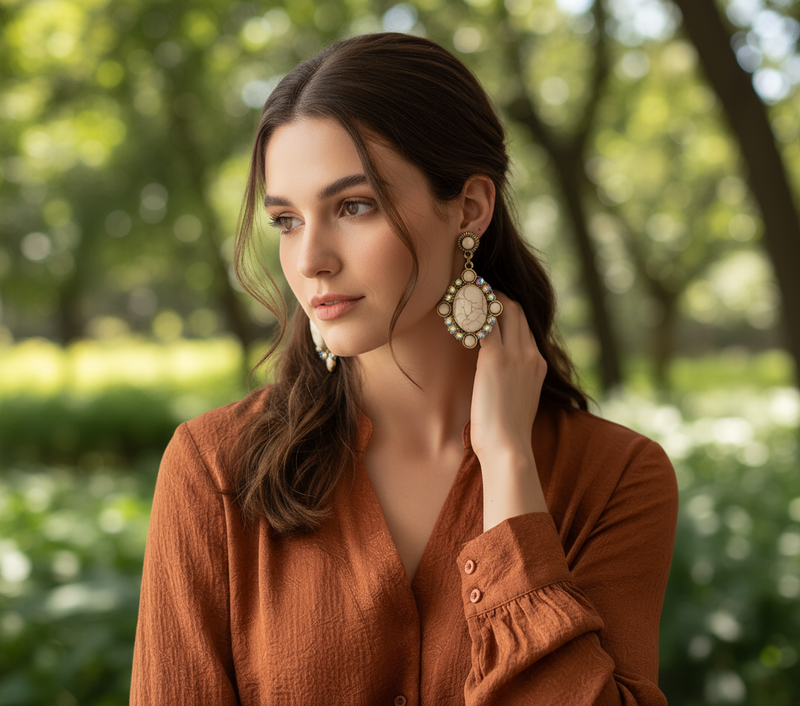 Jade of Iridescent Antique Gold Earrings - Desiree W.A.R Store