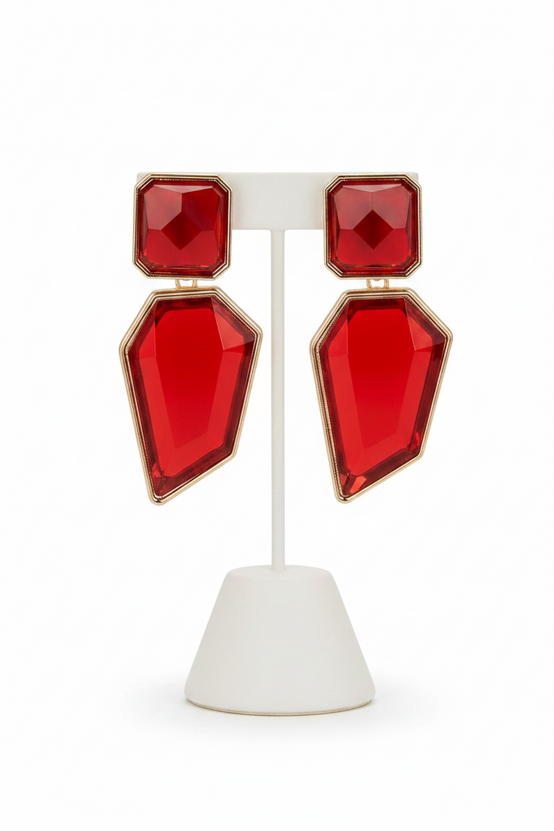 Ruby Regent Geometric Earrings