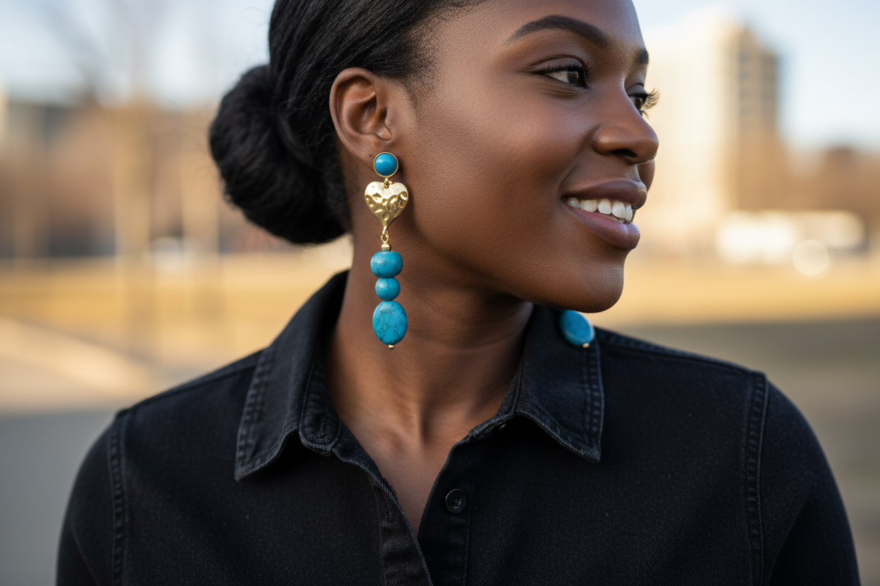 Amina Turquoise Drop Earrings - Desiree W.A.R Store