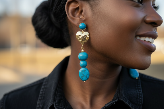 Amina Turquoise Drop Earrings - Desiree W.A.R Store