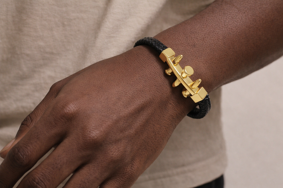 The Royal Bolt FauxLeather & Gold-Tone Men’s Bracelet - Desiree W.A.R Store