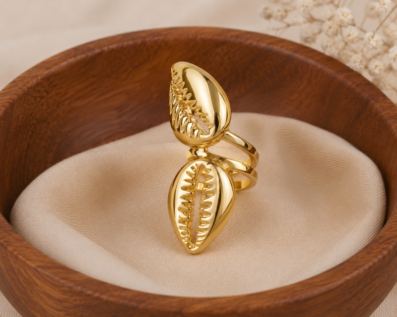 Makeda Double Shell Gold Ring