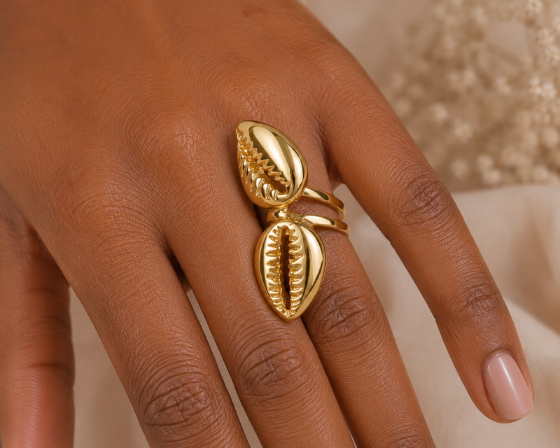 Makeda Double Shell Gold Ring