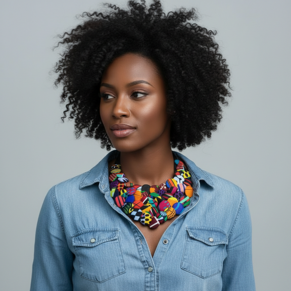 AfroBloom Bold Button Collar - Desiree W.A.R Store