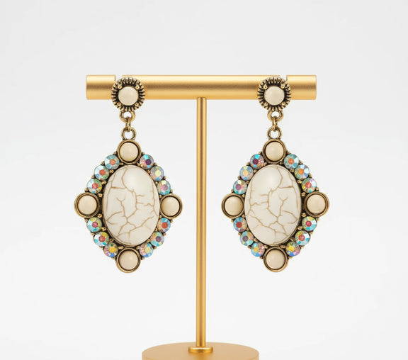 Jade of Iridescent Antique Gold Earrings - Desiree W.A.R Store