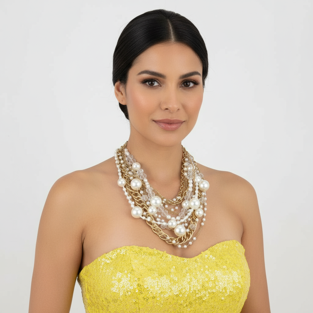 statement necklace for strapless dress Naya Peals & Beads Satement Necklace