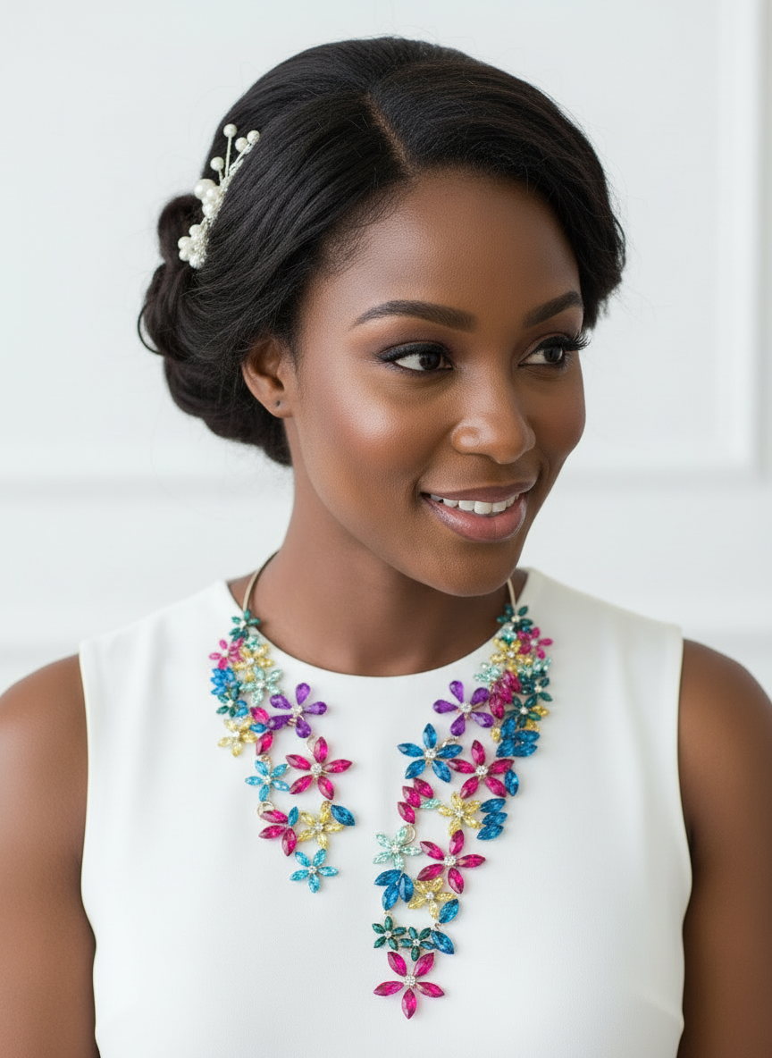 Royal Emerald Floral Statement Necklace - Desiree W.A.R Store