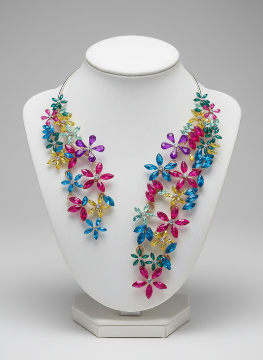 Royal Emerald Floral Statement Necklace