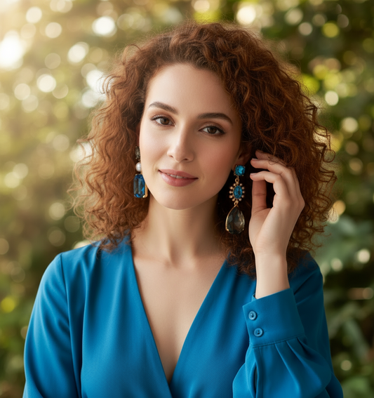 Taraji Luxe Smokey & Ocean Rhinestone Earrings - Desiree W.A.R Store